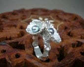 Silver Shell Ring with Peacock Pearls