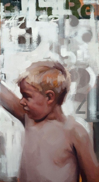 White graphic oil painting child "Youth"