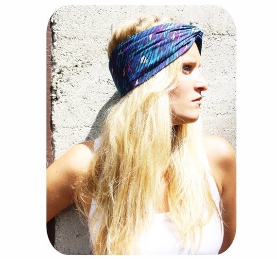 TRIBE - Turban headband.  Urban Turban Head wrap, twist turban, retro, rockabilly, beach, urban, hippie, bohemian, tribal print