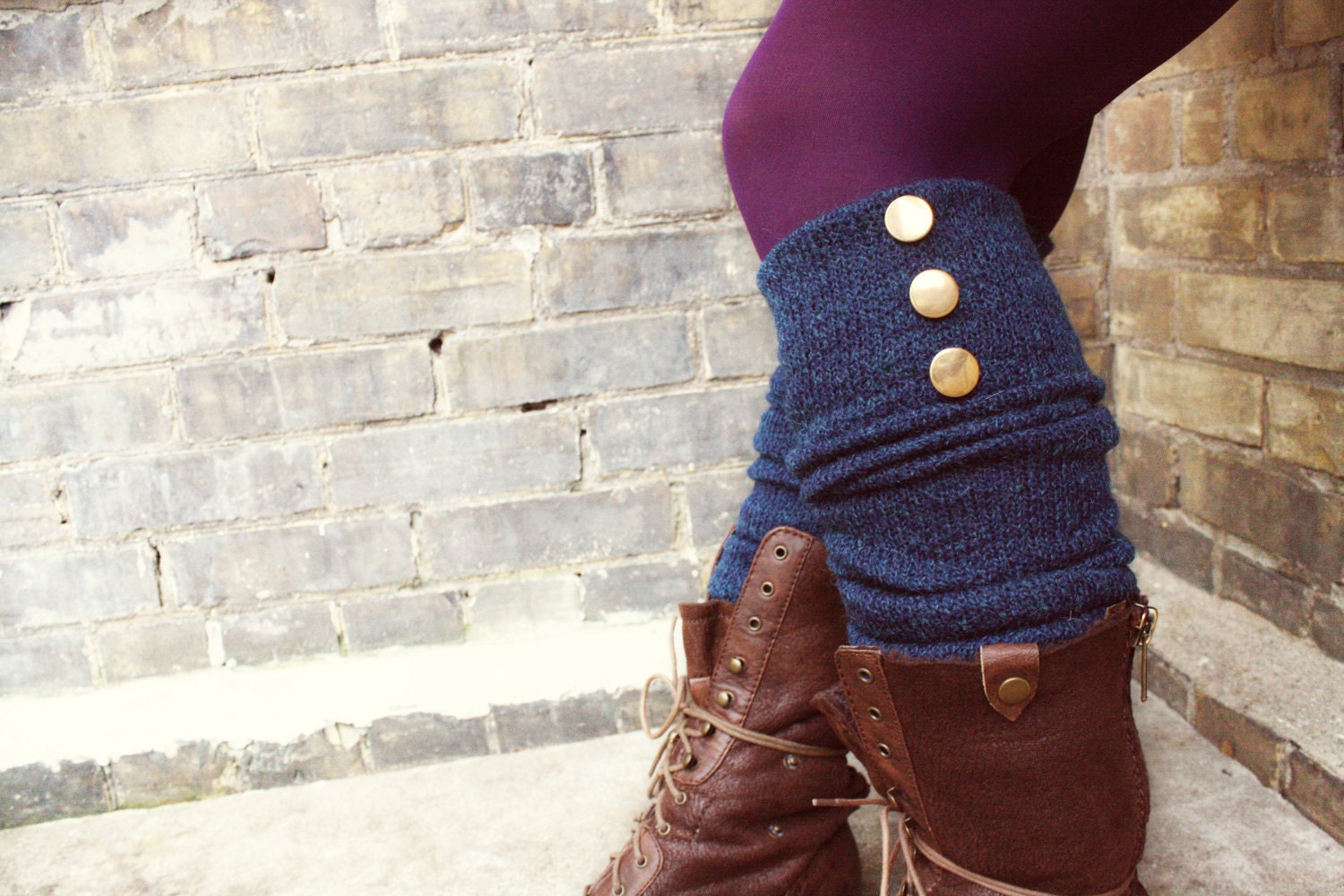 Womens Leg Warmers - Indigo Sweater Knit.  Super Long Leg Warmers. Ladies leg warmers