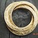 Vintage mid century modern wreath pin brooch goldtone etched flower circle