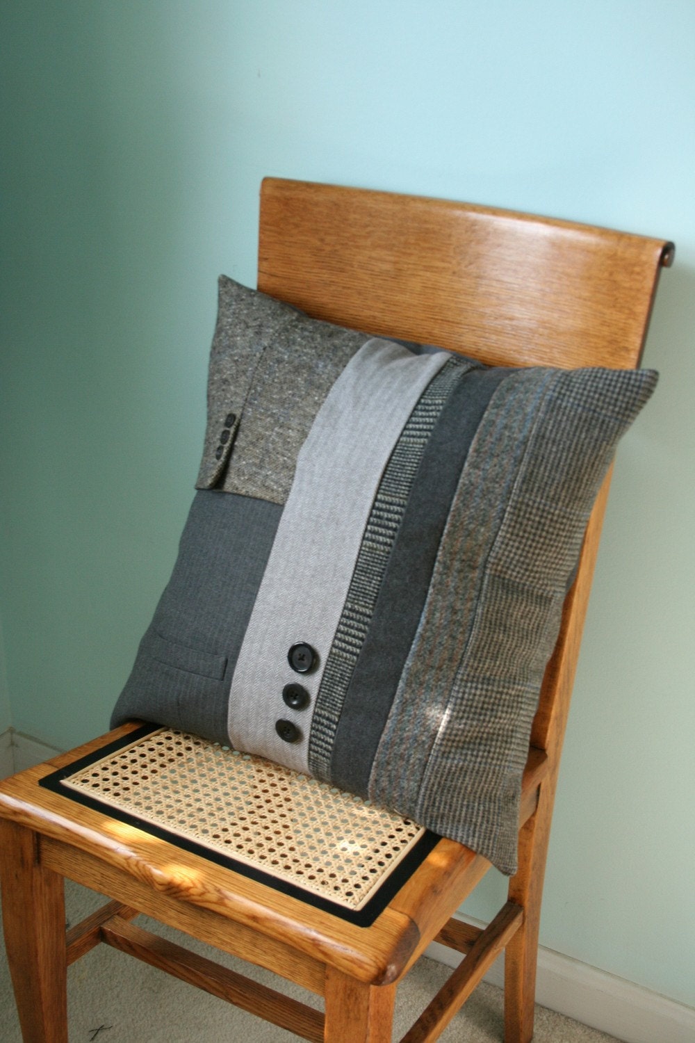 Recycled Charcoal Wool TWEED Pillow Cover - 20 Inch