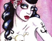 Rockabilly Girl Painting 8x12 canvas print (prints starting at 4 dollars)