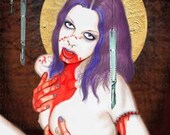 Bloody Zombie painting Saint Cherie 11x14 canvas print