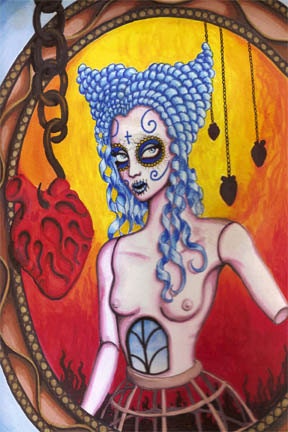 Sugar Skull Marie Antoinette 4x6 Stretched Canvas Print - Proxility (prints start at 4 dollars)