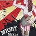 Cross Stitch Propaganda Pin Up "Might Makes Right"