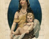 Vintage,  WOMAN with BABY, Altered, Printable, Iron On, Ephemera, Digital Image No. 533