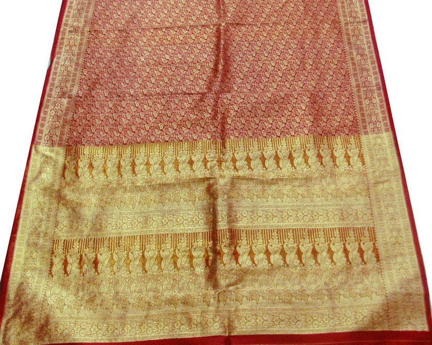 Indian Bridal Sari Women Wrap Craft Dress Used Home Decor Sari Vintage Recycled Fabric - ISS24