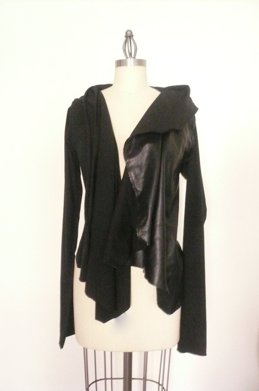 Special Order for Susanne - MARIA SEVERYNA Draped Leather AND Jersey Jacket/Long Sleeve Top