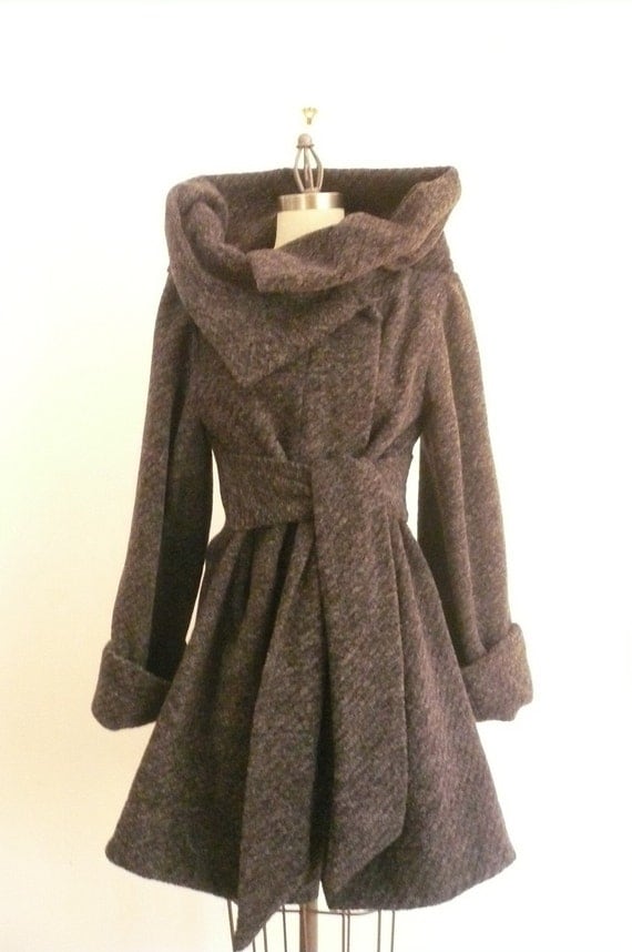 Maria Severyna Gray Knitted Wool Lined Coat