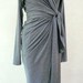 Slate Blue Gray Maria Severyna Jersey hooded long sleeve Wrap dress