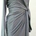 Slate Blue Gray Maria Severyna Jersey hooded long sleeve Wrap dress