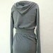 Slate Blue Gray Maria Severyna Jersey hooded long sleeve Wrap dress