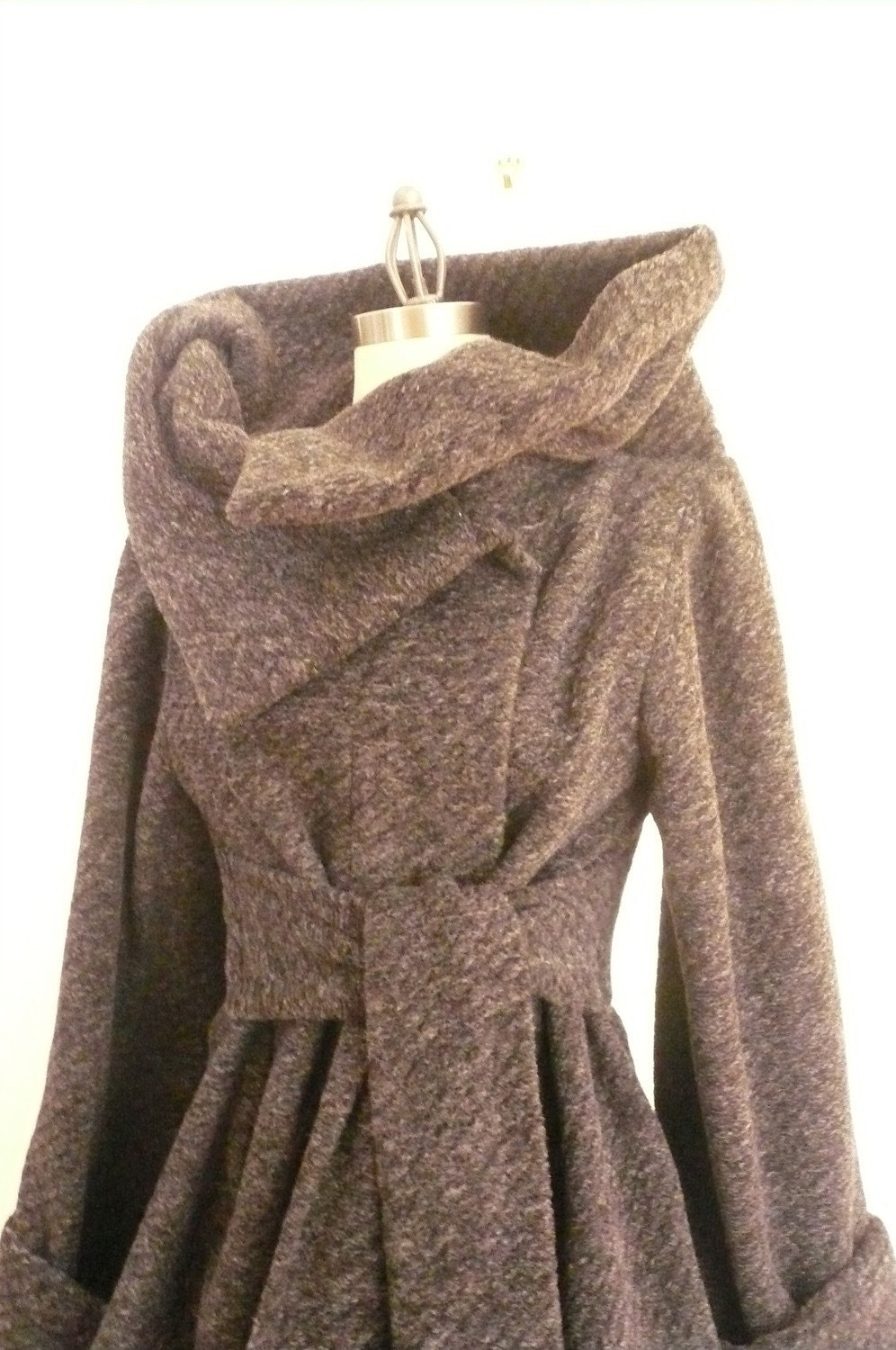 Maria Severyna Gray Knitted Wool Lined Coat