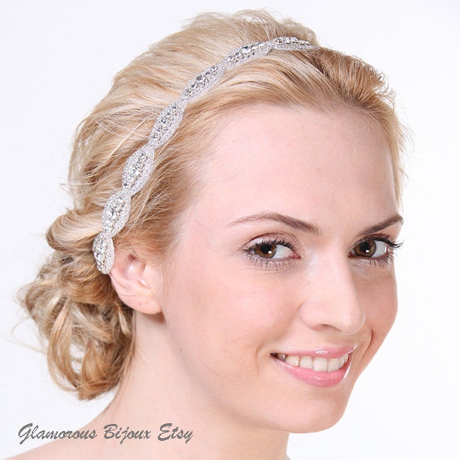 CHELSEA - Vintage Style Wedding Headband, Oval Bridal Headband, Grecian Silk Ribbon Bridal Headband, Halo, Bridal Wedding Hair Accessories