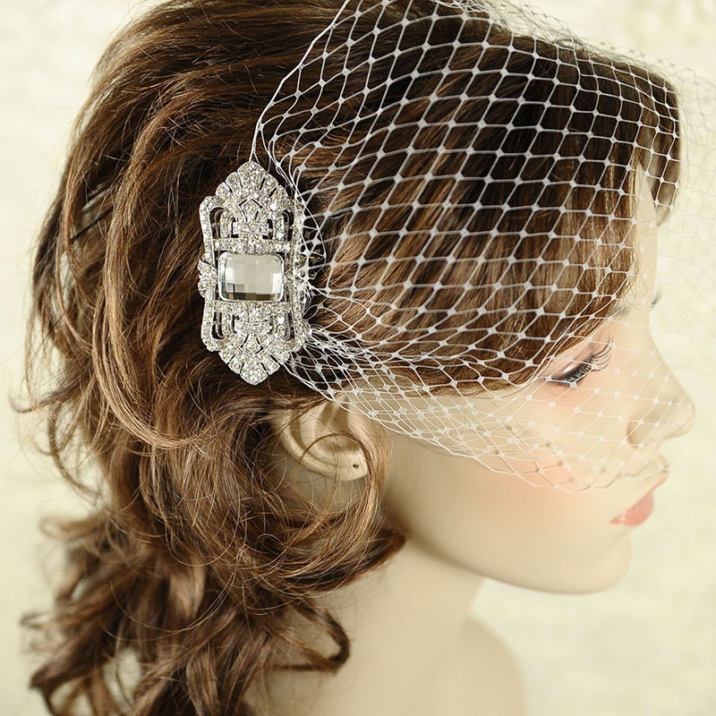 Classic Birdcage Veil, French Veiling, Wedding Bridal Veil, Bridal Bandeau, Vintage Style Wedding Bird Cage Veil, Avail. in White or Ivory -