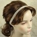 RUBY - Grecian Bridal Wedding Headband, Single Rhinestone and Pearl Silk Ribbon Bridal Headband, Vintage Inspired Wedding Hair Accessories