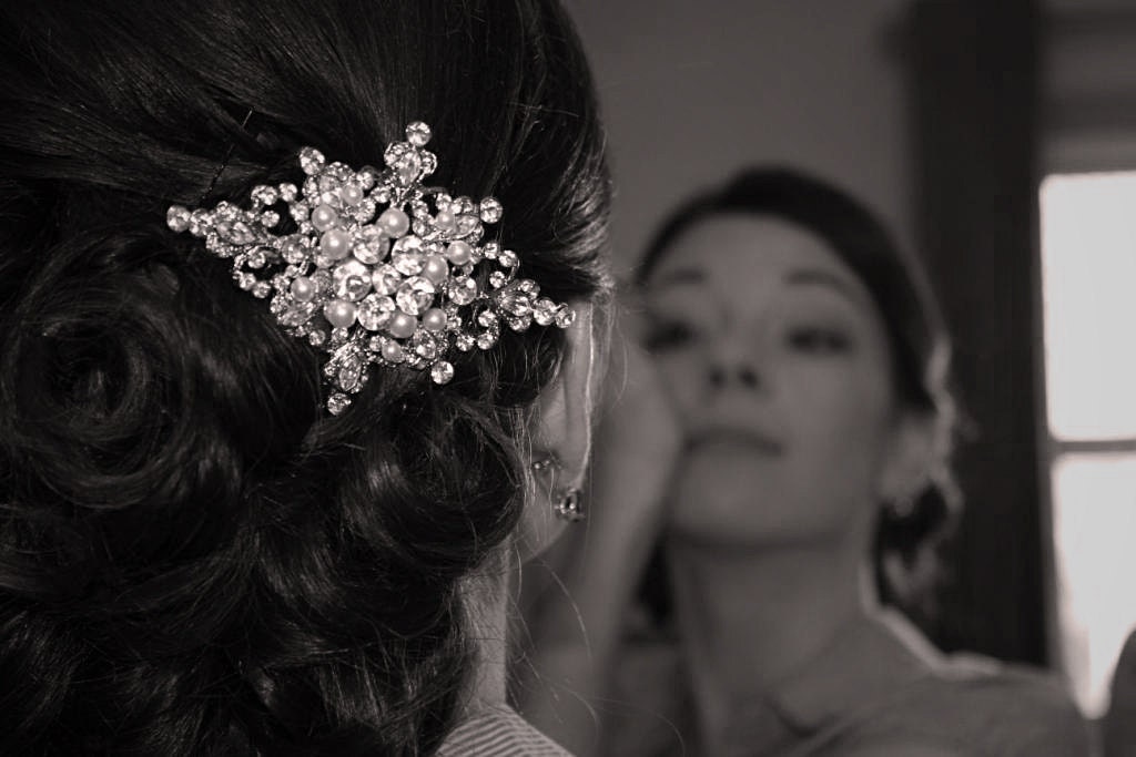 ZEPHRINE, Wedding Hair Comb, Vintage Inspired Rhinestone and Pearl Bridal Hair Comb, Wedding Bridal Hair Accessories, Old Hollywood Style