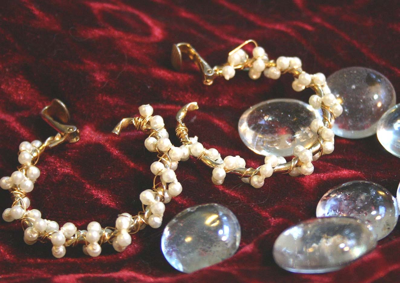 Wire Wrapped Pearl Hoop Earrings Bridal