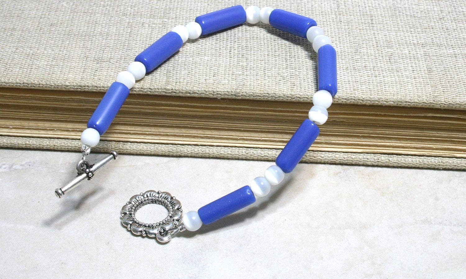 Cool Blue and White Bracelet
