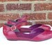 Fuchsia Leather Sandals with Ankle Strap - Closed Round Toe - Flats - Pink - Pink Purple - The Touch of Nina - size 8.5