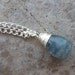 Smooth Round Natural Teal Flourite Wrapped Briolette Pendant with Option of Sterling Silver Chain