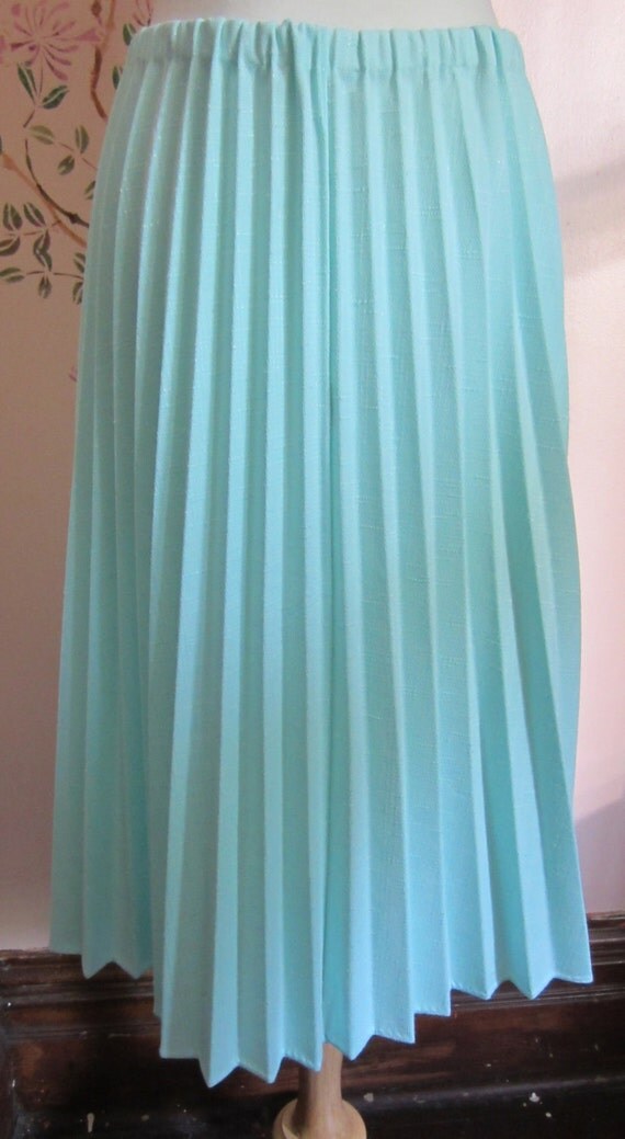 Mint Knit Accordion Pleated Skirt By Heydarlin On Etsy