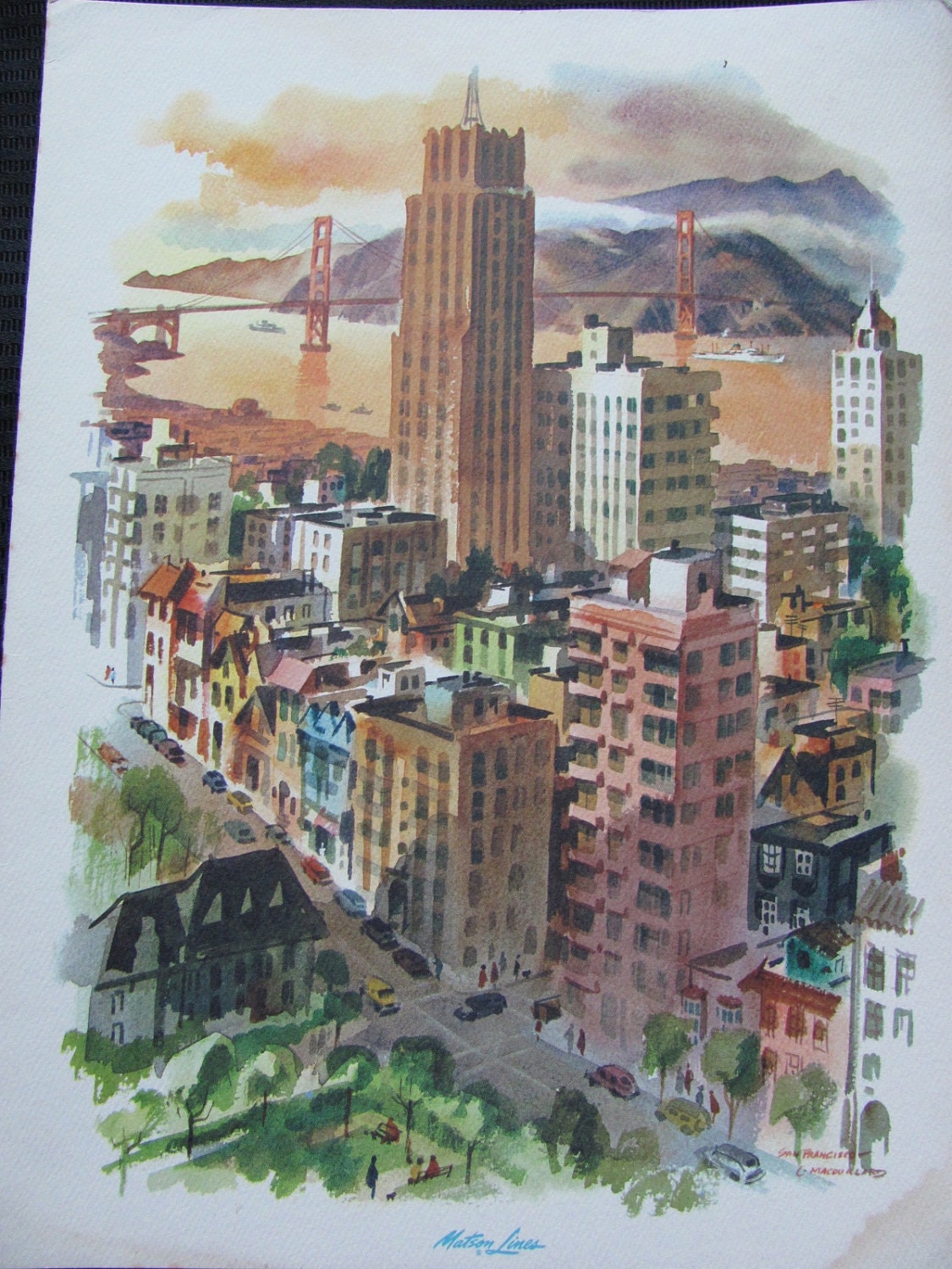 Vintage Matson Lines Cruise Ship Menu - Illustration by Macouillard - San Francisco