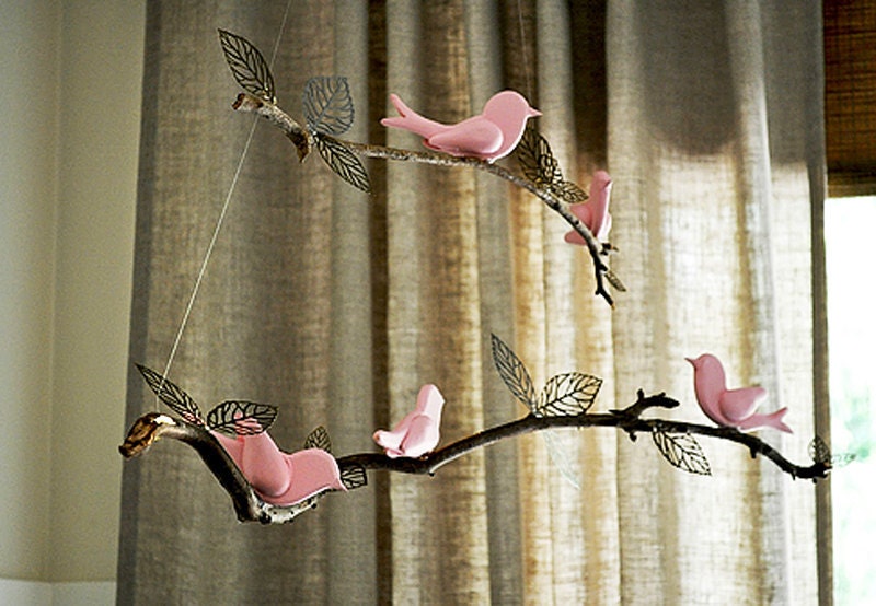 DIY Nursery Mobile - Hand Carved Birds - Do It Yourself MOBILES - Ready to Finish YOURWAY - 5 Different Songbirds