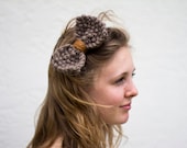 The Sweetheart Bow Headband Hand Knit in Hazelnut and Taupe - READY TO SHIP