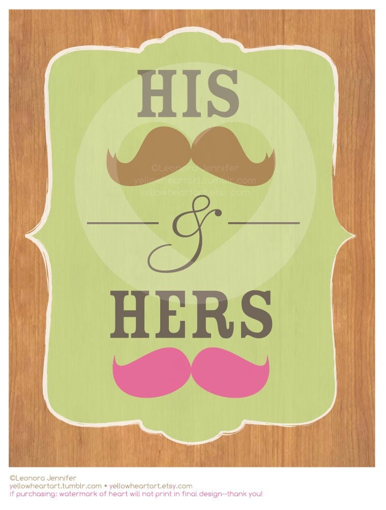 His & Her Mustaches 8x10 Fine Art Print