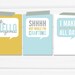 4.25 x 6 Graphic Art Print "SHHH not while I'm crafting" in Mustard, Gray and Robins Egg Blue printed on Heavy Stock Paper