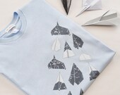 Aerodynamic. Origami, Paper Planes, Constellation Tshirt, Men/Unisex in Sky Blue, Organic Cotton Tee