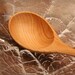 Large left handed wooden dipper ladle carved from salvaged Plum wood