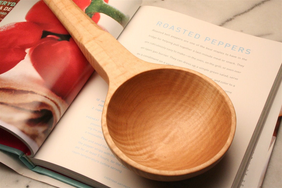 Wooden spoon reproduction of an antique long handled cup measure