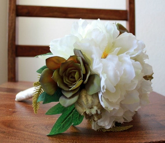 Peony and Succulents Bridal Bouquet
