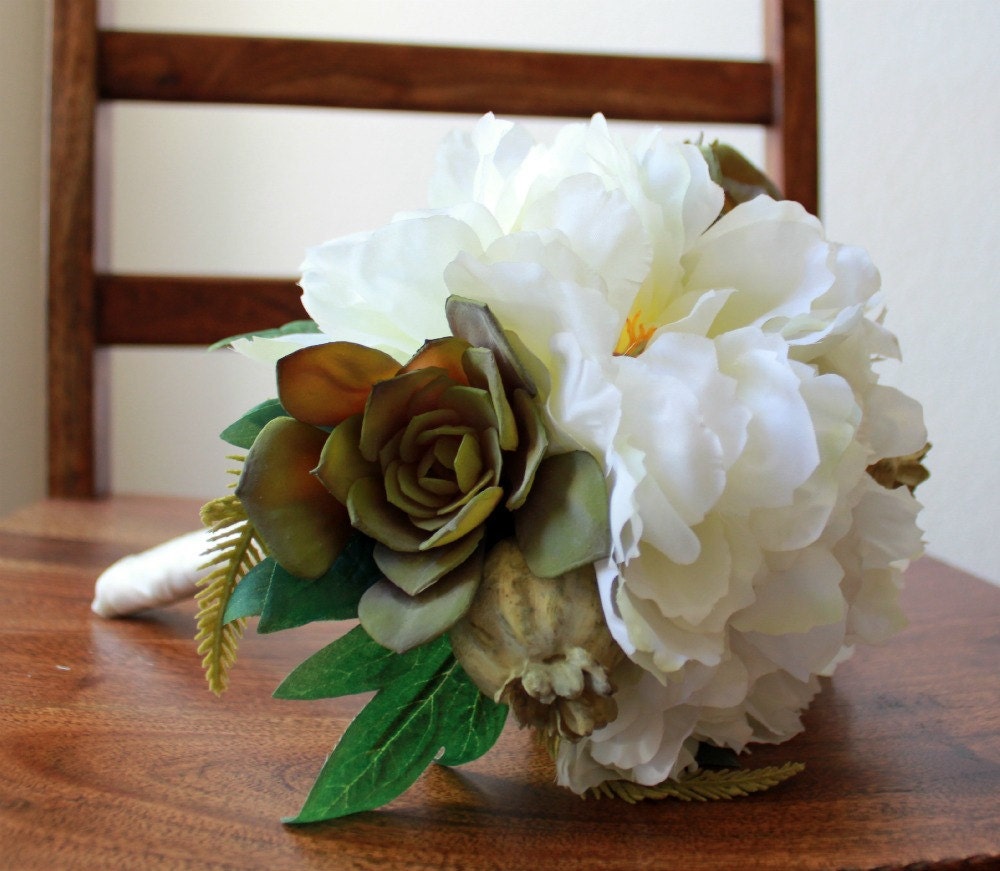 Peony and Succulents Bridal Bouquet