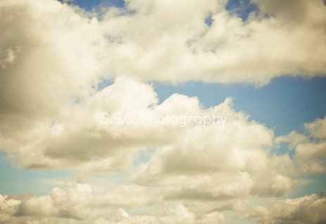 Cloud Photo. "Peaceful Skies". 8.5x11 inch Photo. Clouds. Cloudy sky. sky. white. silver. blue. dreamy. soft. pale. tranquil. relaxing