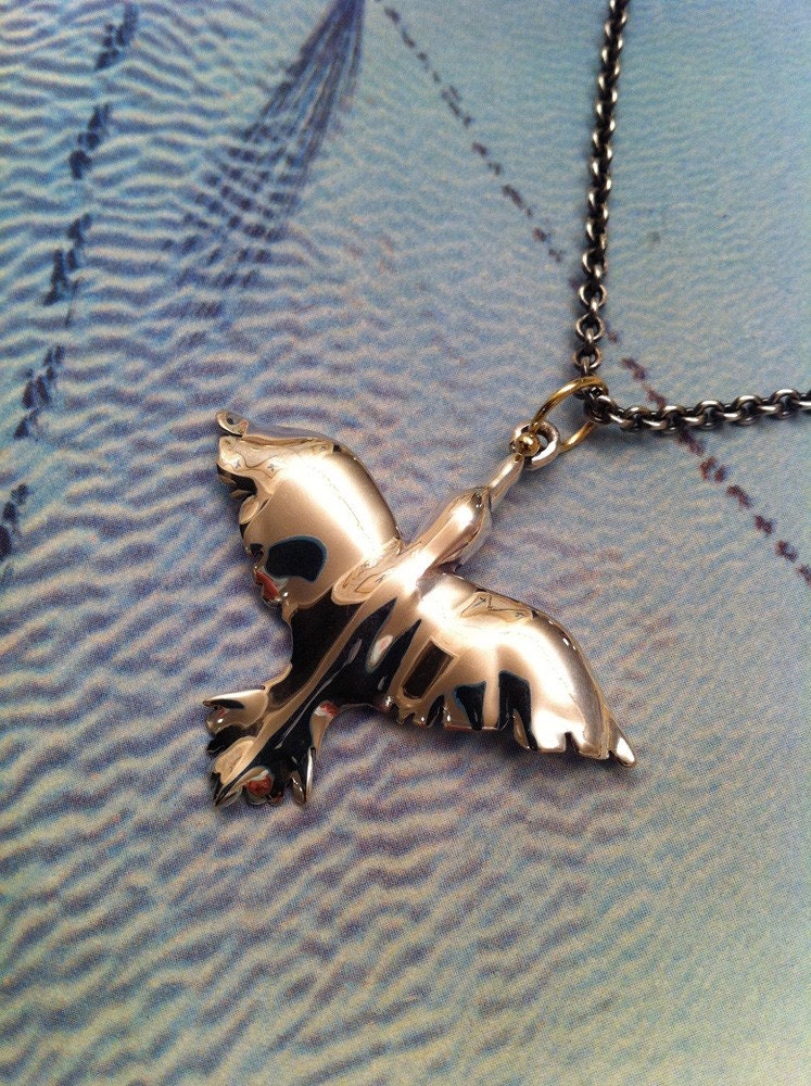 Dawn Bird st  silver & 18k gold Pendant californication