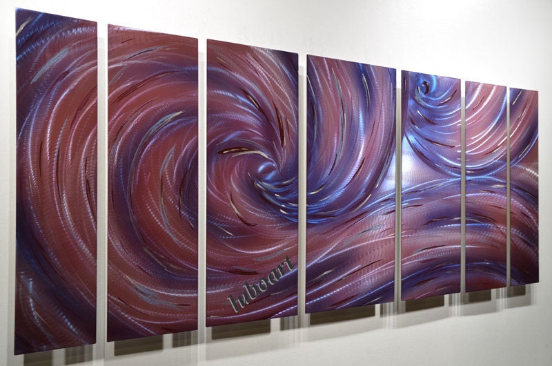 METAL art Sexy Dance 66 x 24 sculpture blue purple violet ocean sea dream wave painted wall decor by Luboart