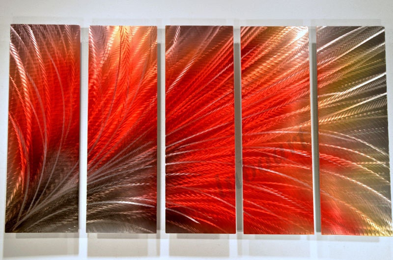 METAL abstract wall decor "Hot Right Now" Art Painting Original modern office home Sculpture black, red, yellow, silver