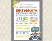 custom birthday party invitation - robot