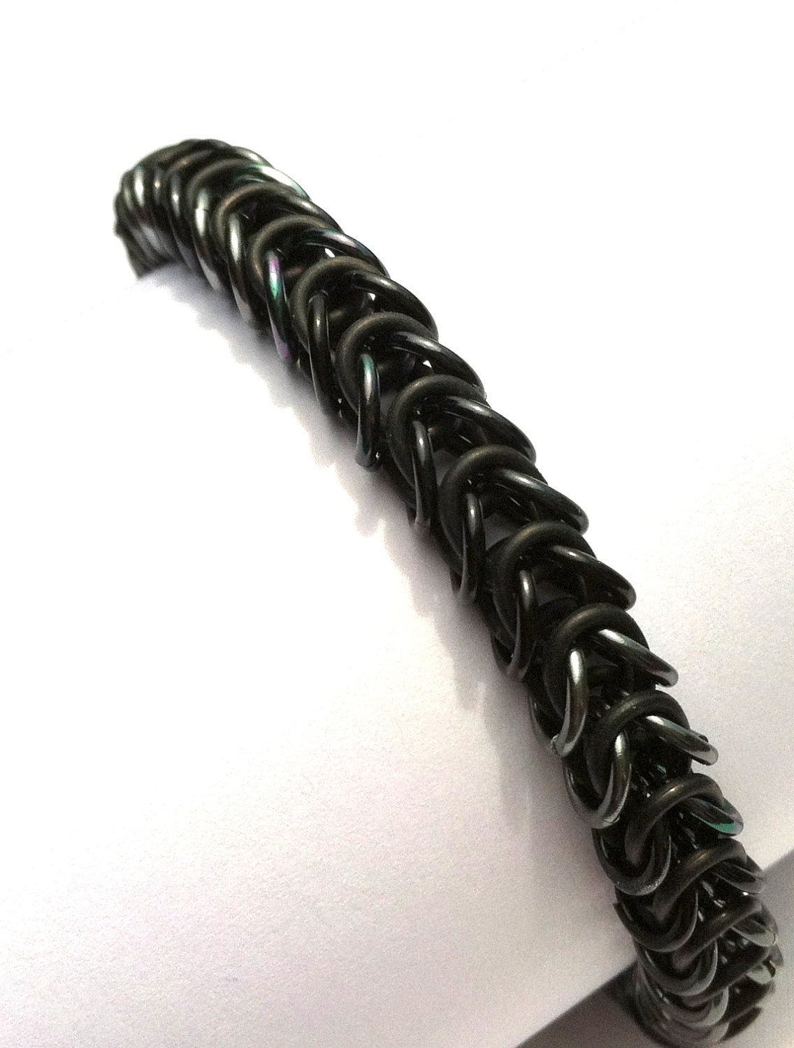 CUSTOM Bracelet, Stretchy Chainmaille, Boxy Link, Rainbow or Single Color