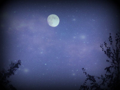 Cosmic Full Moon, 8x10 Fine Art Photograph, galaxy, milky way, sky, twilight, night, evening, romance, romantic, spooky, whimsical