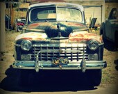 Rusty Old Truck, 8x8 Black and White Fine Art Photograph, car, transportation, vintage, retro, pop, urban, earth tones
