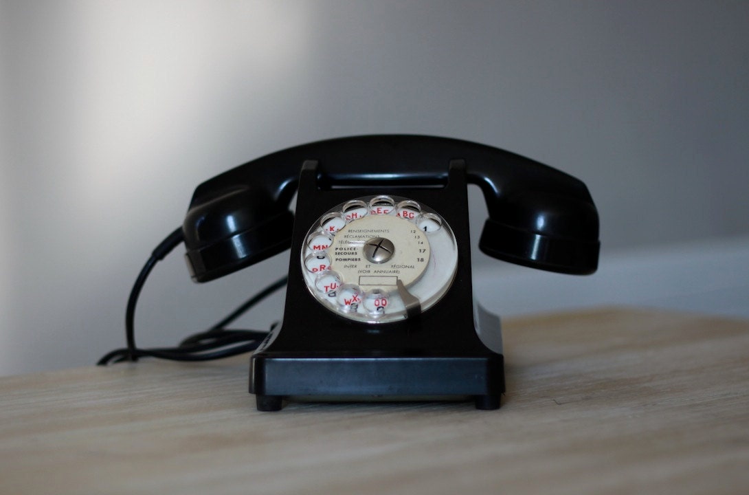 Vintage French Art Deco Telephone Black Bakelite