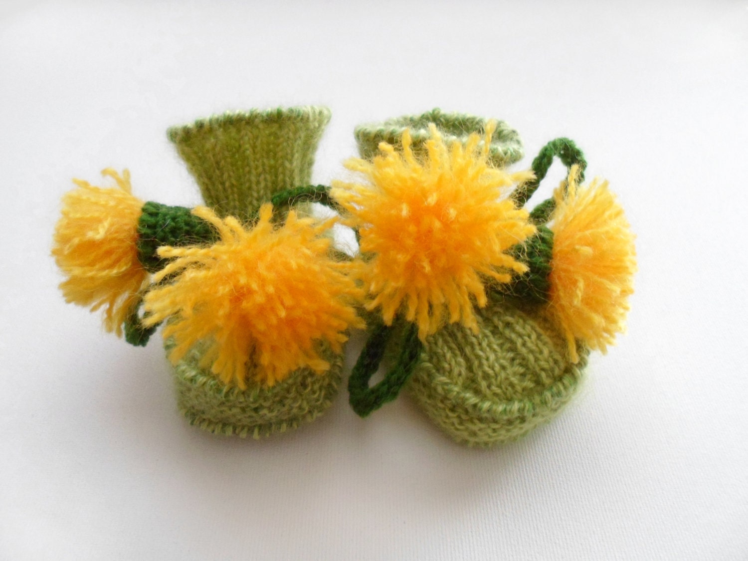 Hand Knitted Baby Booties - Green, 0 - 3 months