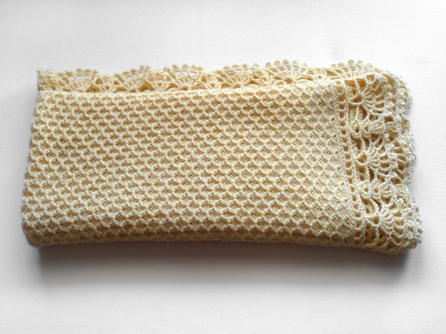 Knitted Baby Blanket - Light Yellow
