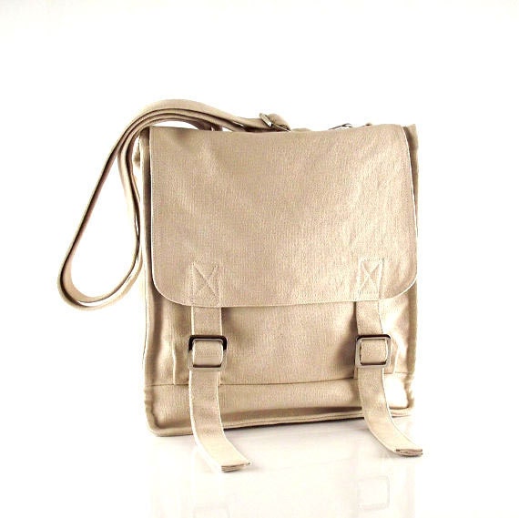 Canvas messenger bag / 14 oz. off white canvas / shoulder bag / Jane