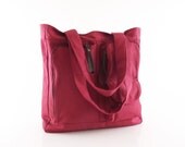 Burgundy red canvas tote  / shoulder bag / canvas bag / Oat
